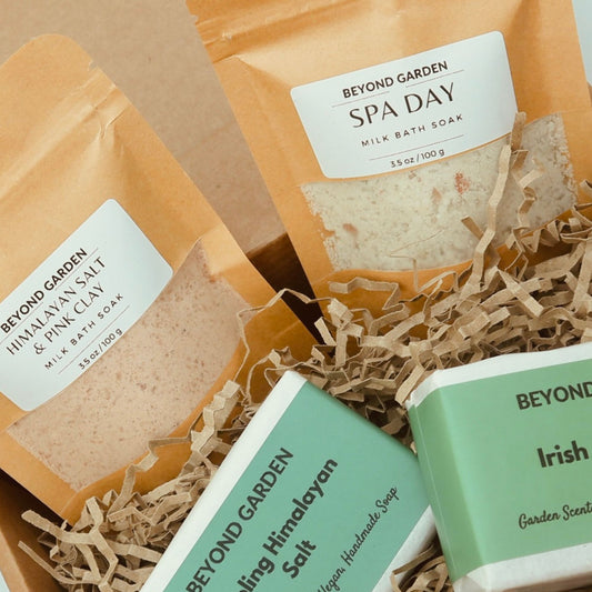 Spa Day bath salt and Irish Sea moss and Himalayan soap in a gift box