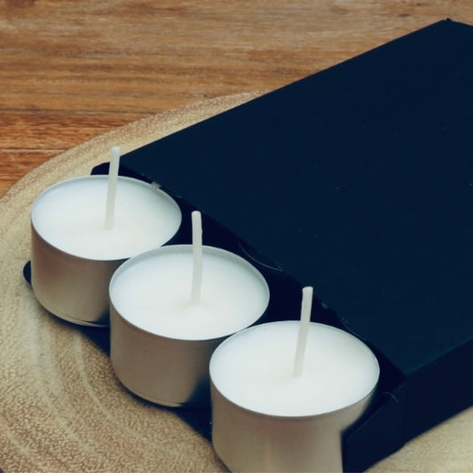 Soy Wax Tea Light 7 Hours Burn Time, Unscented Pack of 12